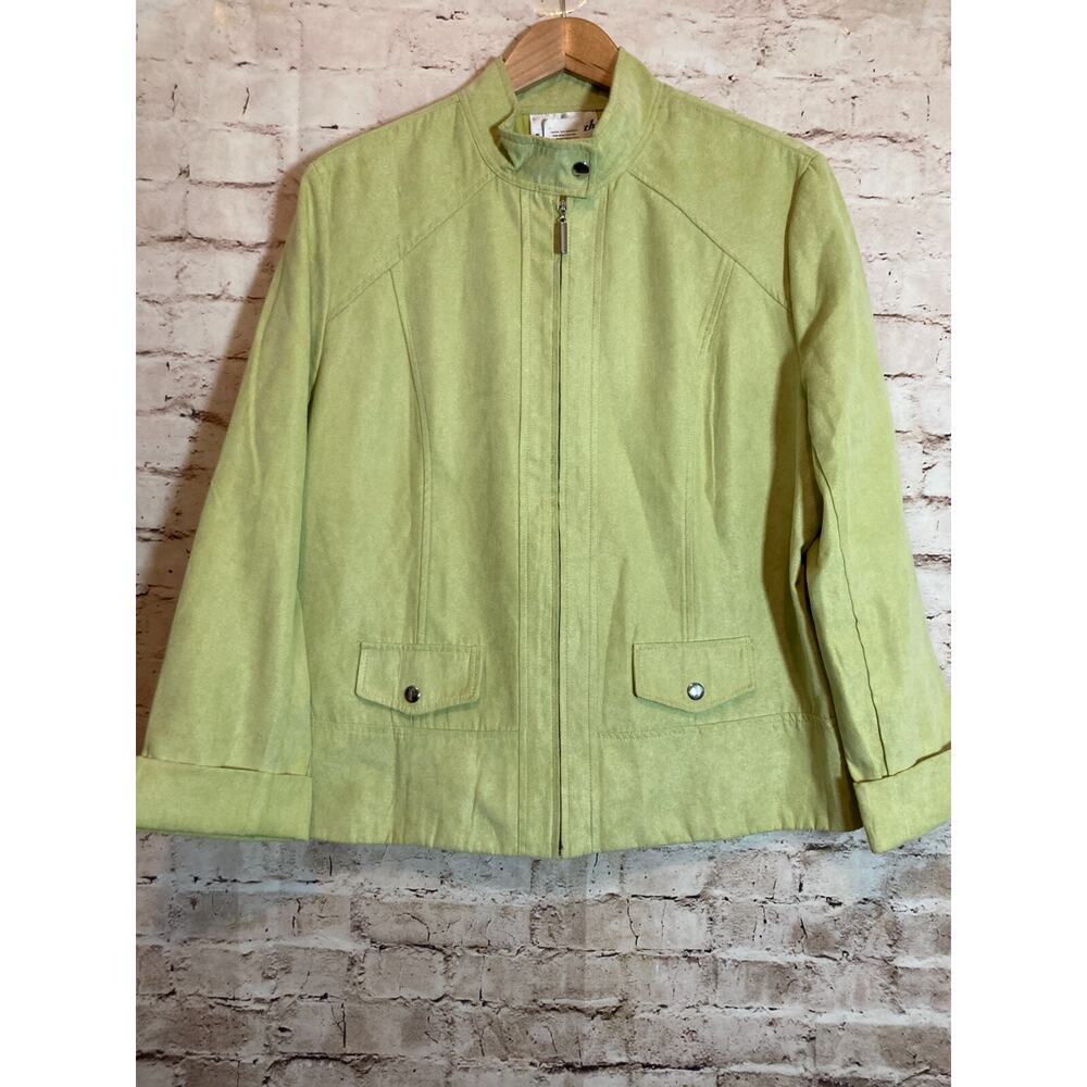 N Touch Jacket Womens 14 Lime Green Microsuede Lightweight Full Zip‎ Up Artsy